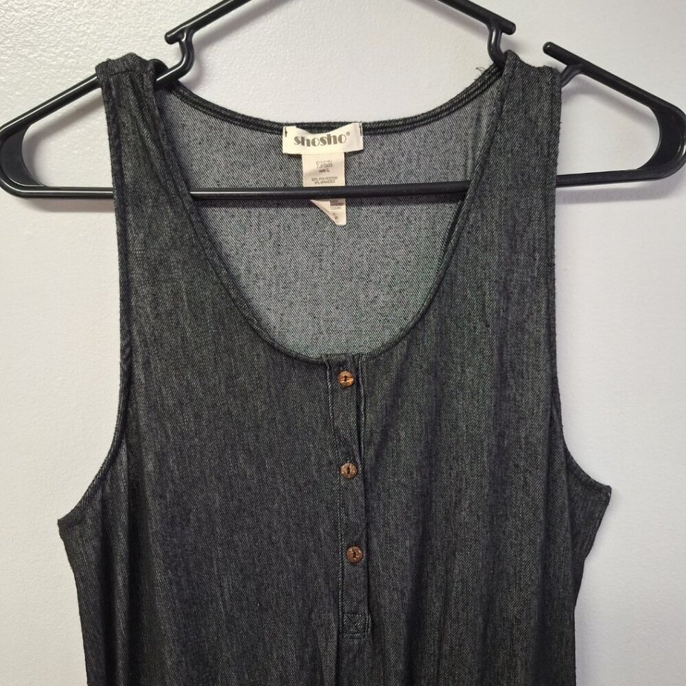 ShoSho Jumper Stretch Playsuit One Piece‎ Sleeveless Womens Large Black Gray - Picture 4 of 8